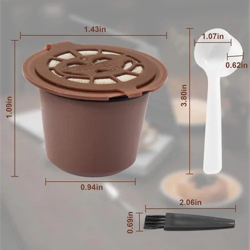 Vista 6 de Cápsulas de café reutilizables recargables para tazas Nespresso OriginalLine Rugam Food Grade Coffee Pods Refillable Espresso Capsules Filter Cup