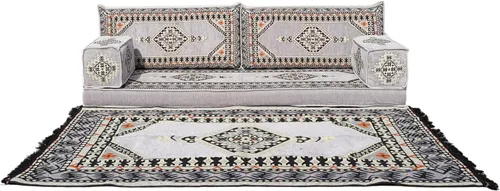Vista 14 de arabicsofa Asiento de suelo oriental gris - Juego de cojines modulares hechos a mano para sala de estar