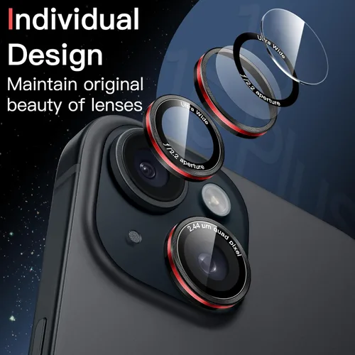 Vista 4 de JETech Protector de lente de cámara para iPhone 15 Pro de 6.1 pulgadas y iPhone 15 Pro Max de 6.7 pulgadas, cubierta de anillo individual de metal
