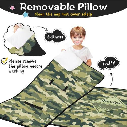 Vista 2 de Juego de alfombrillas personalizadas para siesta de autos de dibujos animados con nombre, saco de dormir para niños, colchón de cama para niños