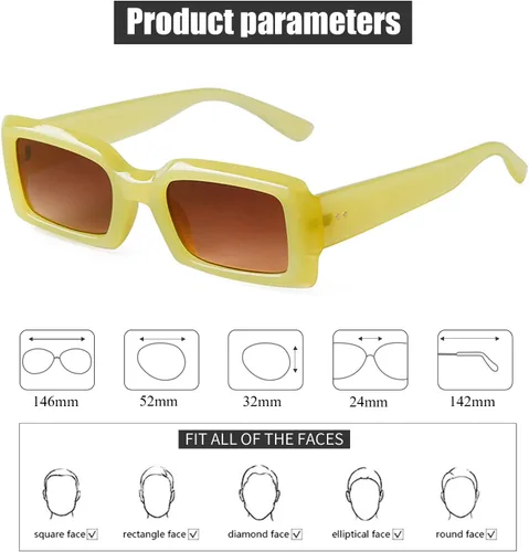 Vista 4 de JUDOO Retro Y2K Rectangle Sunglasses for Women Trendy Chunky Narrow Square Frame Glasses