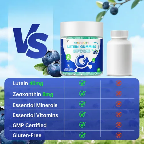 Vista 6 de Vitaminas oculares de luteína y zeaxantina, gomitas de arándano, astaxantina, vitaminas oculares para niños y adultos y apoyo de luz azul, salud