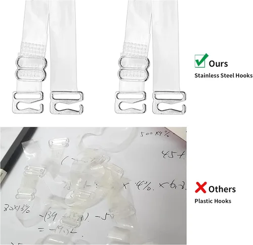 Vista 3 de 4 pares de correas invisibles transparentes para el brasier antideslizantes y ajustables, correas de repuesto suaves y transparentes para el hombro