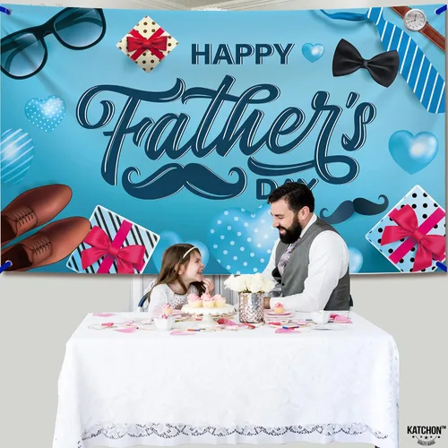 Vista 8 de KatchOn Cartel de feliz día del padre, extragrande, 72 x 44 pulgadas, decoración azul del día del padre para fiesta y hogar