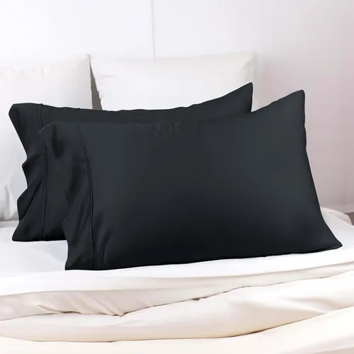 Vista 2 de Superior MO300SDPC SLBK, Fundas de almohada de algodón de 300 hilos con cierre de sobre, estándar, color negro, 2 piezas