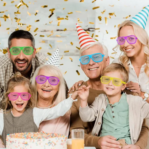 Vista 4 de Hxezoc Paquete de 15 lentes de persiana de los años 80 y 90, regalos de fiesta, gafas de plástico para niños y adultos, gafas de sol de neón