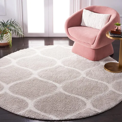 Vista 5 de SAFAVIEH Tahoe Shag Collection - Alfombra para pasillo, 2 x 9 pies, color beige y blanco, diseño de enrejado, no desprende pelusa y de fácil