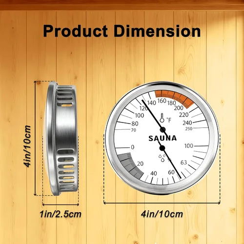 Vista 2 de Termómetro de sauna 2 en 1 e higrómetro, medidor preciso de temperatura y humedad para sala de sauna, saunas de vapor, accesorios de sauna