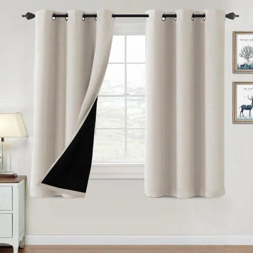 Vista 30 de H.VERSAILTEX Cortinas 100% de opacidad para dormitorio, con aislamiento térmico, cortinas opacas de 63 pulgadas de largo, cortinas de bloqueo