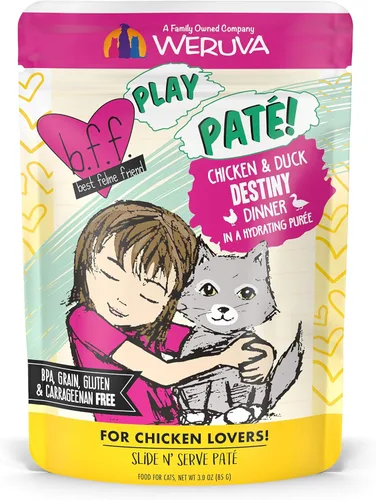 Vista 12 de Weruva B.F.F. PLAY - Best Feline Friend Paté Lovers, Aw Yeah!, Beef & Atún Ta Da! con carne de res y atún, bolsa de 3 onzas (paquete de 12)