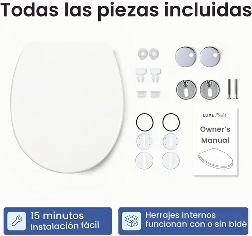 Vista 7 de LUXE TS1008R Asiento de inodoro redondo de cierre lento, ajuste cómodo