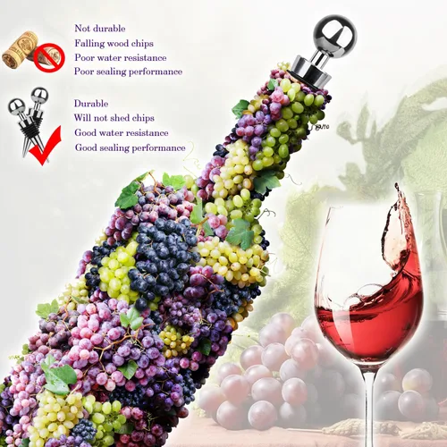 Vista 5 de Tapón para botella de vino, 3 unidades, tapón de silicona al vacío, tapón de vino reutilizable utilizado para bares, fiestas de vacaciones, mantiene