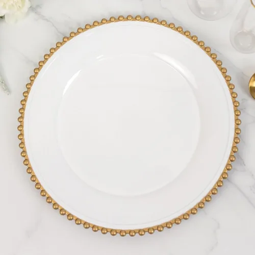 Vista 22 de Efavormart - Paquete de 10 platos de postre de plástico transparente rubor con borde de cuentas, platos redondos desechables para ensalada, 8