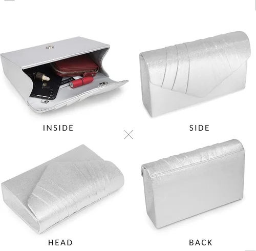 Vista 4 de Milisente Bolso de noche para mujer, de gamuza plisada, bolso de mano