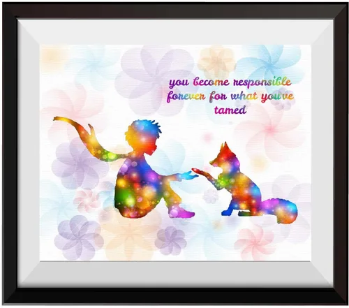 Vista 4 de Uhomate Juego de 4 piezas de lienzo con texto en inglés "The Little Prince