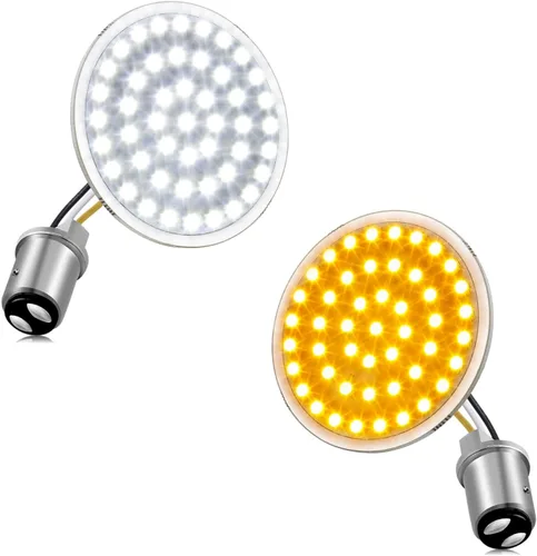 Vista 5 de NTHREEAUTO 1157 Señales de Giro LED Delanteras de 2 Pulgadas Bala Intermitentes Panel SMD Compatible con Harley Dyna Sportster Road King Street Ámbar
