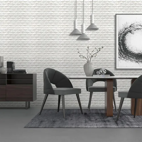Vista 2 de Paneles de Pared 3D Despegar y Pegar 11PCS Papel Tapiz de Ladrillo de Espuma Blanca para Dormitorio Panel de Pared de Piedra Falsa Autoadhesivo