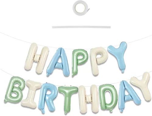 Vista 15 de TONIFUL Pancarta de Globos Negros de Feliz Cumpleaños de 16 Pulgadas con Letras de Papel de Aluminio Mylar, Cartel Banderín Reutilizable