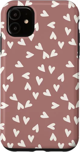 Vista 8 de Simple Chic Boho Heart Pattern - Carcasa para iPhone 16, color rosa polvoriento