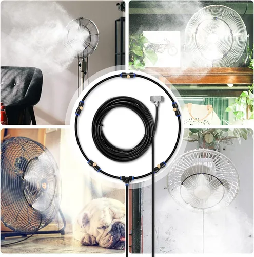 Vista 8 de lifeegrn Sistema de enfriamiento por nebulización: sistema de nebulización al aire libre para patio, línea de nebulización de 20 pies+5 boquillas