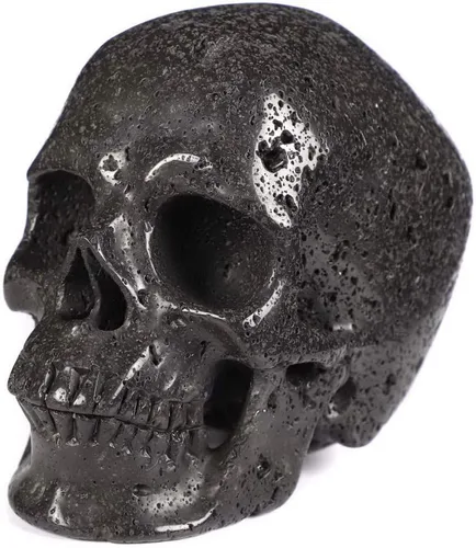 Vista 11 de Skullis Calavera de cristal de piedra de lava caliente de 2.0 pulgadas, escultura de arte fino de piedra preciosa tallada a mano, estatua de piedra