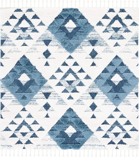 Vista 43 de SAFAVIEH Alfombra marroquí con borlas, 2 x 3 pies, marfil y marrón, no desprende pelusa y fácil de limpiar, textura alta y baja, ideal