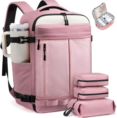 Vista 8 de LOVEVOOK - Mochila de viaje para mujer y hombre, aprobada como equipaje de mano, bolsa de artículos personales TSA, accesorios esenciales
