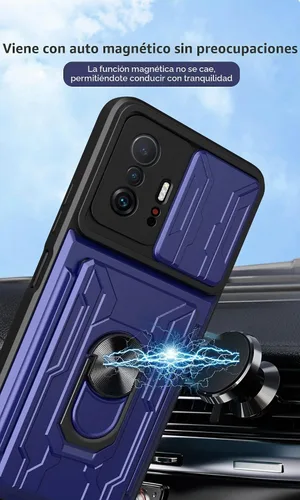 Vista 3 de CCSmall Funda para Xiaomi 11T Pro con tarjetero y cubierta de cámara negra