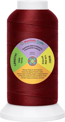 Vista 97 de Mandala Crafts Airforce Blue Tex 70 - Hilo de poliéster para tapicería 1500 Yds T70 UV Resistant Strong Thread for Leather Sewing, Marine