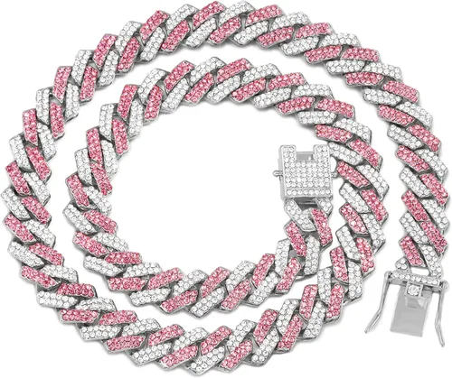 Vista 11 de Collar de cadena dorada para perro, collar cubano de diamantes para caminar, collar de cadena de metal con diseño de hebilla segura, collares