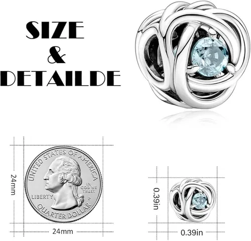 Vista 6 de VALGACLS Dijes de plata de ley 925 con forma de corazón de amor para pulsera collar dije de feliz cumpleaños dije de círculo de eternidad