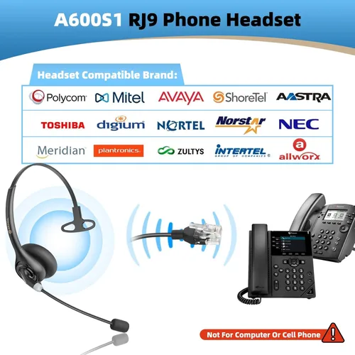 Vista 9 de Arama Auriculares de teléfono para teléfonos de oficina para Polycom