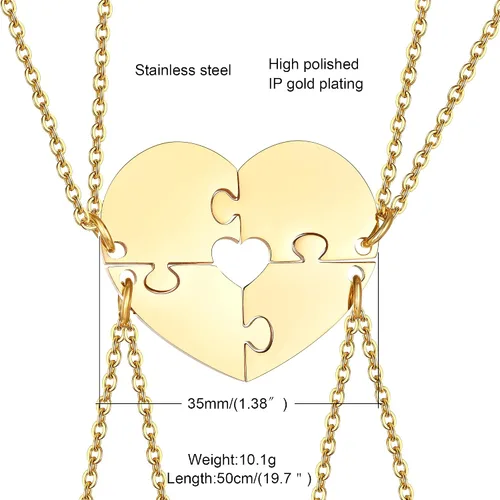 Vista 5 de MEALGUET Collar con inicial de acero inoxidable con forma de corazón y nombre personalizado, 23456 piezas para familia, amor, mejor amigo, juego