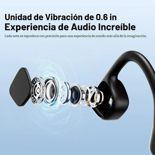 Vista 5 de Auriculares de conducción ósea, auriculares inalámbricos Bluetooth 5.4 de oreja abierta, con micrófono, tiempo de reproducción de 15 horas Negro