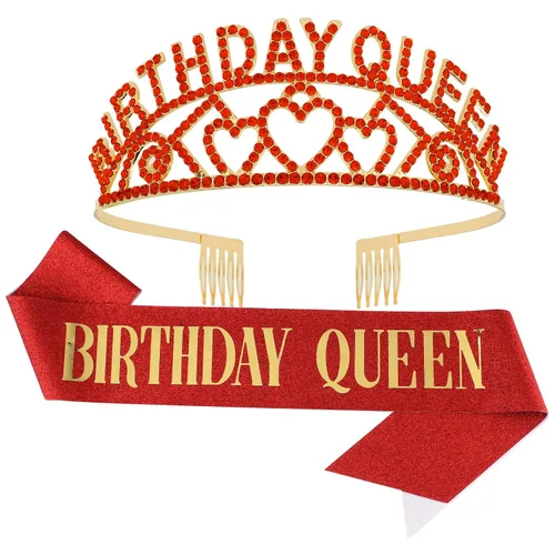 Vista 9 de Banda y Corona de Reina de Cumpleaños, Telas Plástico
