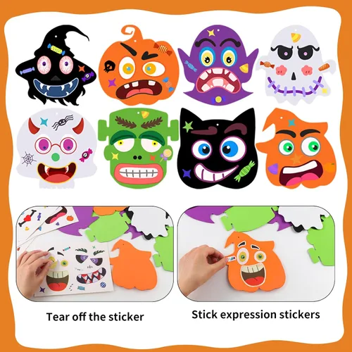 Vista 3 de Natonhi Juego de manualidades de Halloween, actividades de Halloween, arte y manualidades de espuma, calabaza, gato, murciélago, fantasma, brujas