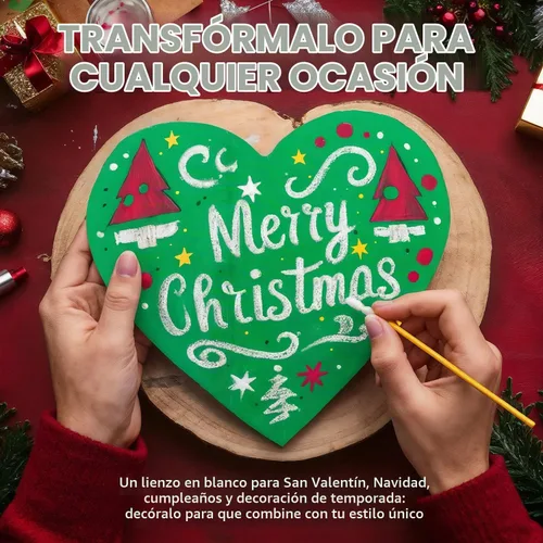 Vista 3 de Corazones de madera para manualidades, corazones de madera de 10 pulgadas, 1/4 de pulgada de grosor, paquete de 1 corazón de madera sin terminar
