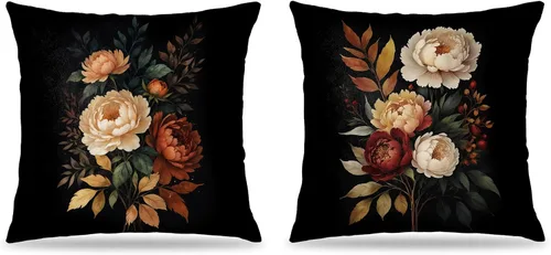 Vista 10 de Juego de 2 fundas de almohada florales con lazo de cinta azul y rosa de 18 x 18 pulgadas, decoración de dormitorio de habitación preparada, fundas