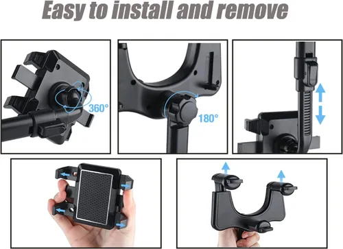Vista 6 de Soporte de teléfono para espejo retrovisor, giratorio de 360°, universal multifuncional ajustable para todos los teléfonos móviles