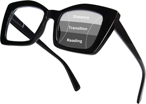 Vista 9 de FONHCOO Oversized Progressive Reading Glasses for Women Men Large Square Blue Light Blocking Computer Readers