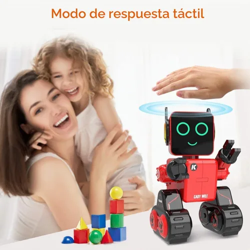 Vista 5 de Robots para niños, robot de control remoto, luz LED interactiva inteligente, habla, movimientos de baile, banco de monedas integrado, programable