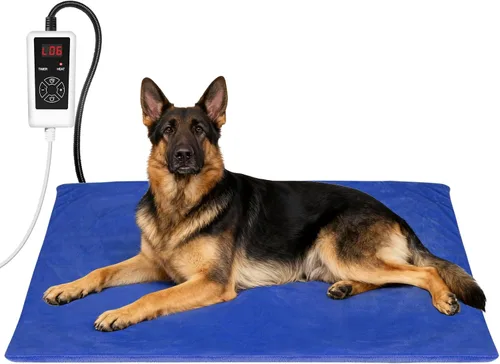 Vista 12 de RIOGOO Almohadilla térmica para mascotas, almohadilla térmica eléctrica para perros y gatos con temporizador, manta térmica para perros con 6 Azul