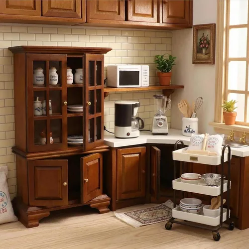 Vista 4 de Accesorios en miniatura para casa de muñecas, horno microondas, mini cocina, mueble, electrodoméstico, modelo de casa en miniatura 1:12, decoración