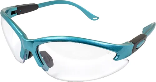 Vista 3 de Global Vision Eyewear Cougar - Gafas de seguridad de laboratorio para mujer con montura turquesa y lentes transparentes