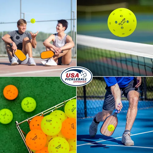 Vista 7 de S-40 - Pelotas de pickleball para exteriores, 40 agujeros, aprobadas por la USAPA, material de polietileno duradero, construcción sin costuras