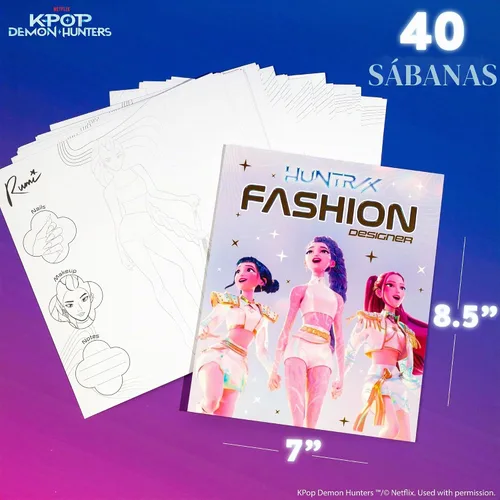 Vista 2 de Netflix Kpop Demon Hunters - Juego de diseño de moda HUNTR/X, kit de bocetos de moda, más de 25 elementos esenciales de diseño con calcomanías