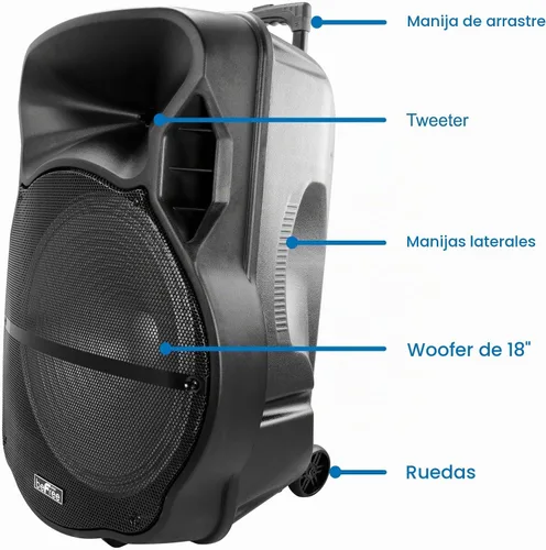Vista 5 de BeFree Sound Altavoz portátil recargable con Bluetooth de 18 pulgadas