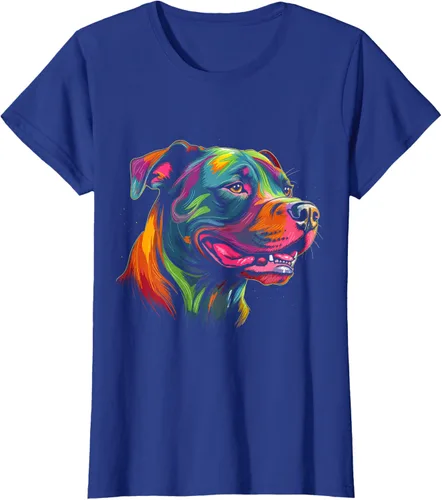 Vista 55 de Pit Bull Mom Dog Lover Colorido Artistic Pitbull Owner - Camiseta para mujer, Negro
