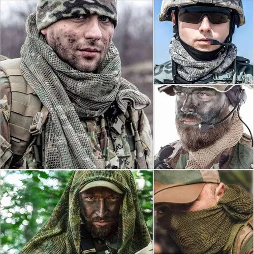 Vista 4 de Velo de Francotirador, Bufanda Táctica de Malla de Camuflaje para Caza, Tiro, Fotografía Silvestre, Actividades Militares al Aire Libre