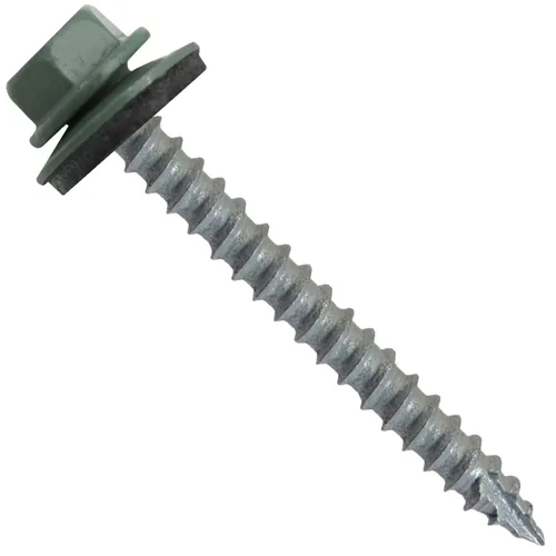 Vista 132 de TORNILLOS PARA TECHOS DE METAL #14: (250) Tornillos x 1" ABC GRIS Tornillo para techo de chapa metálica con cabeza hexagonal y arandela.